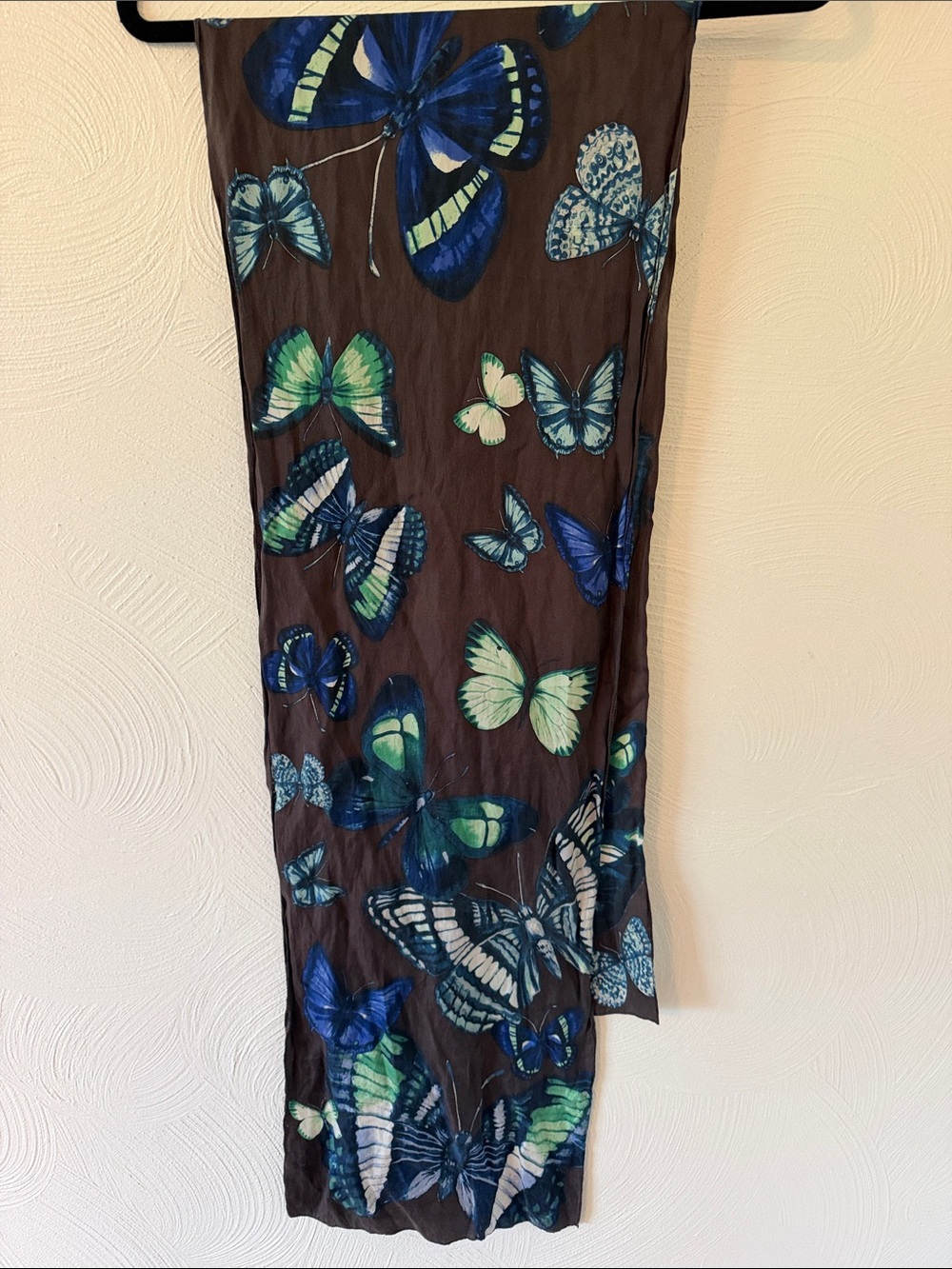 Vintage Silk Echo Butterfly Print Scarf.
